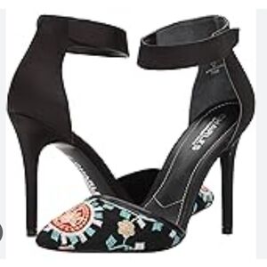 Charles By Charles David Stunning Pointer Dress Pump With Embroidery And 4" Heel